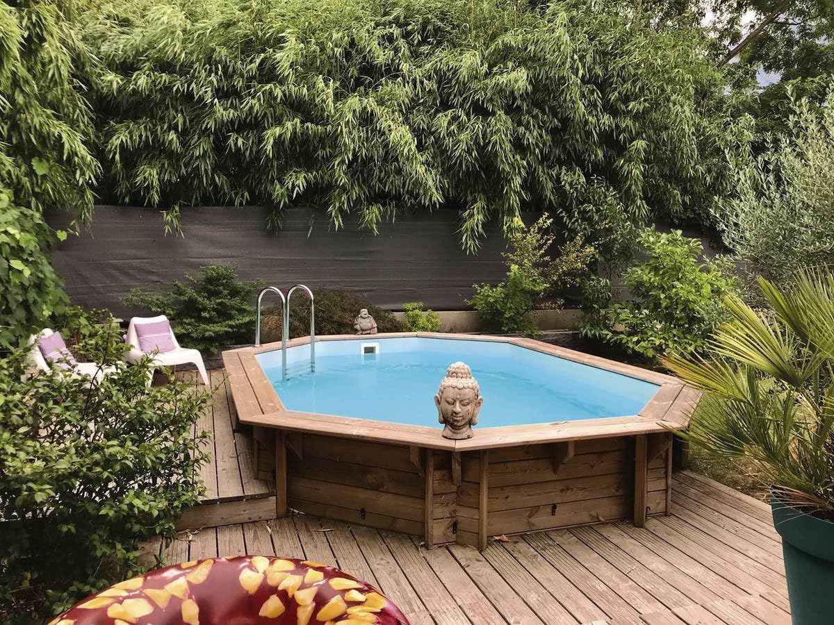 Piscina de Madera Miami - 4,86 x 3,36 x 1,20 m + Cubierta de Burbujas de 180&nbsp;