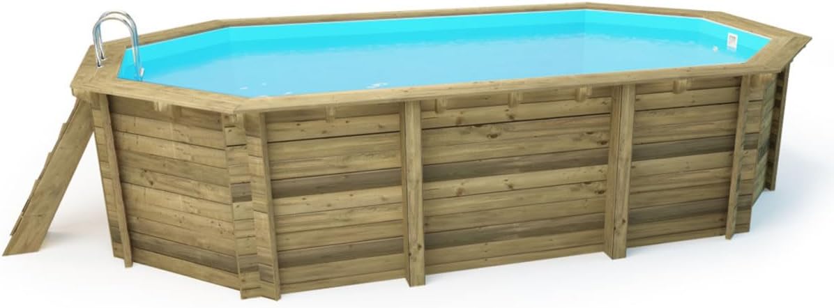 Piscina de Madera Miami - 4,86 x 3,36 x 1,20 m + Cubierta de Burbujas de 180&nbsp;