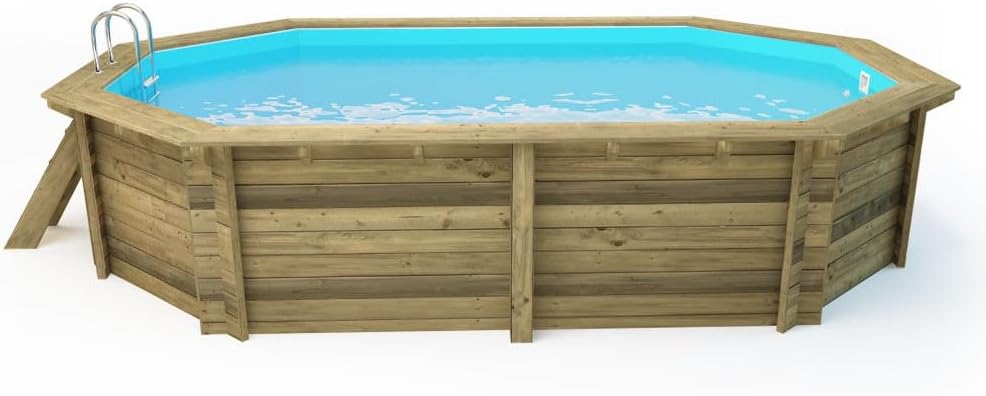 Piscina de Madera Miami - 4,86 x 3,36 x 1,20 m + Cubierta de Burbujas de 180&nbsp;